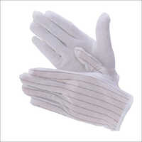Esd Dotted Gloves - Pvc Stripped Coating, Smooth Texture, White Color, Cold Resistant, Skin Friendly, Non-slip Grip