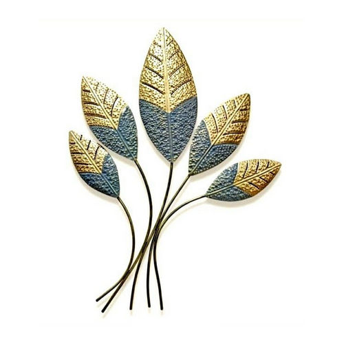 Golden And Grey Decorative Metal Wall Art Leave