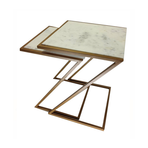 zig zag nasted Metal marble table