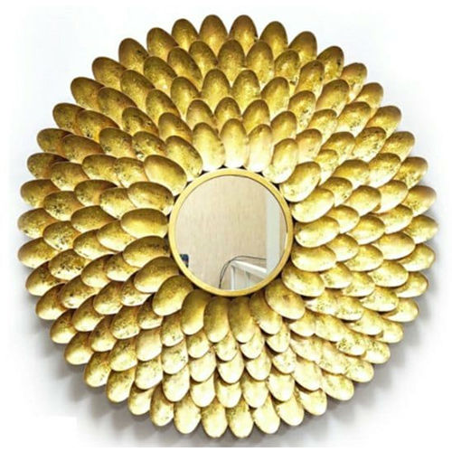 Golden Inch Round Shape Multiple Colour Decorative Metal Wall Mirror