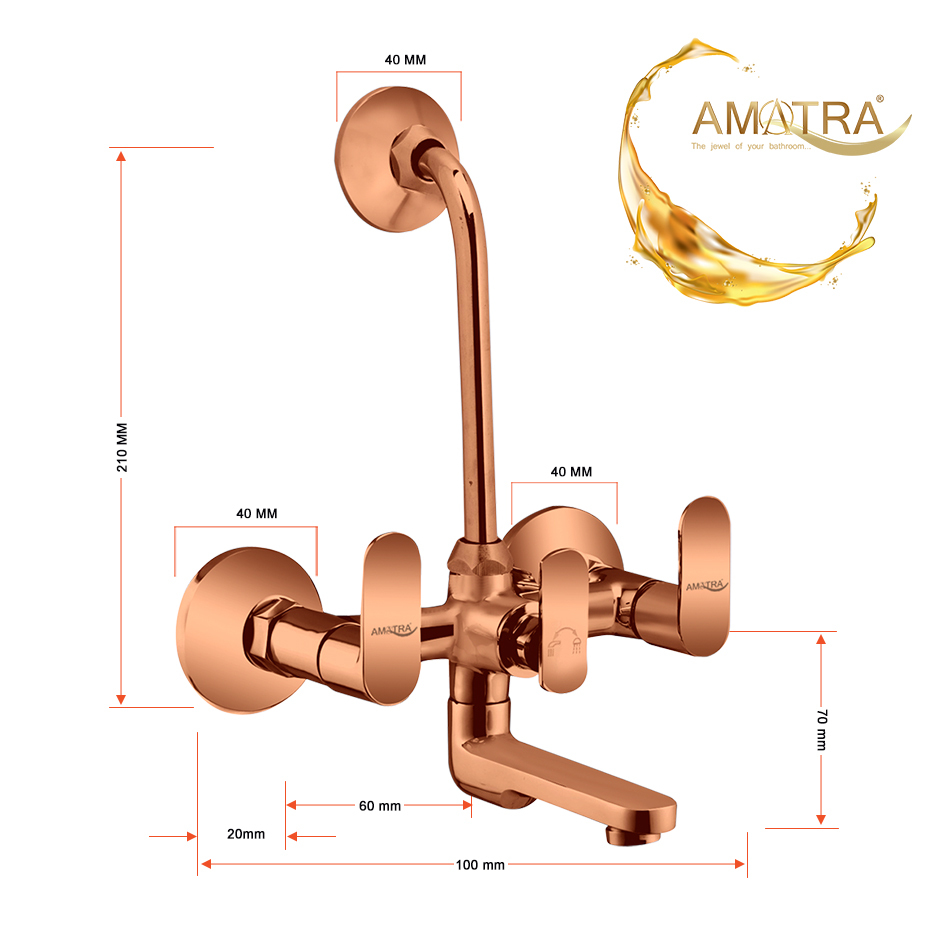 Mini Opal Prime Rose Gold Wall Mixer With Band