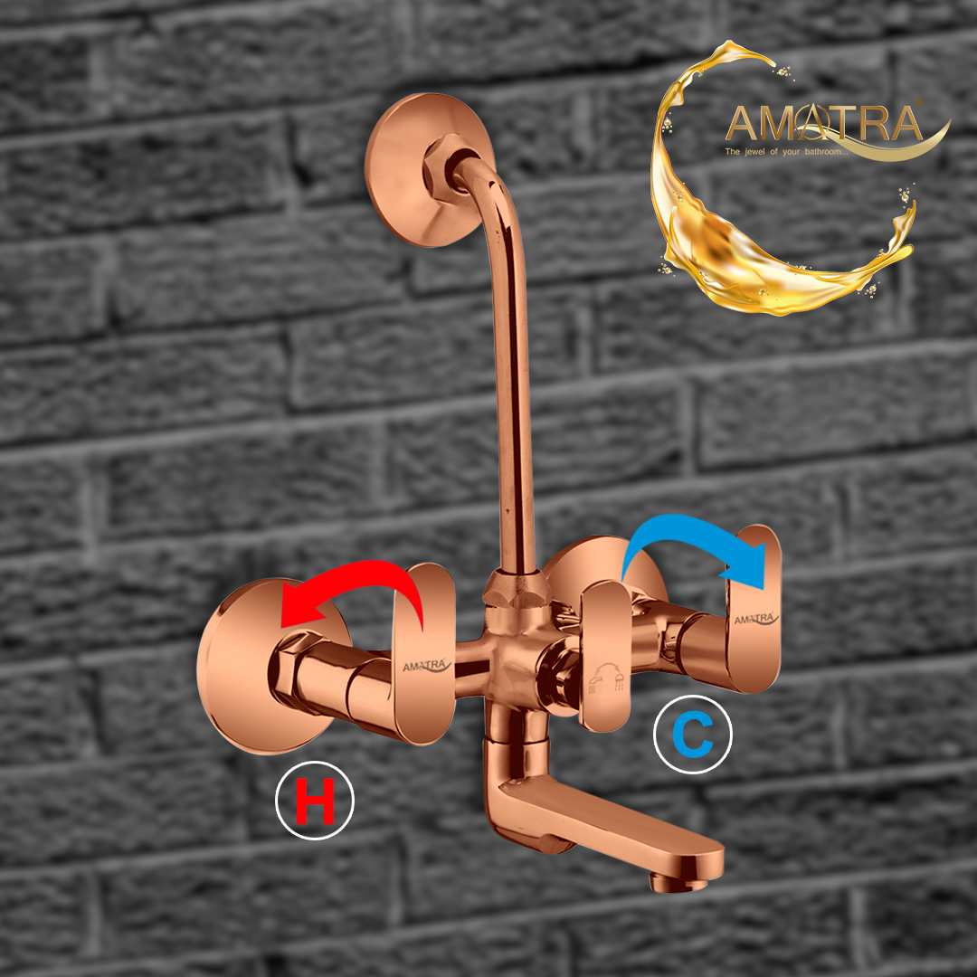 Mini Opal Prime Rose Gold Wall Mixer With Band