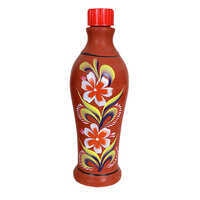 Handmade Printed Clay Water Bottle - Color: Multicolor