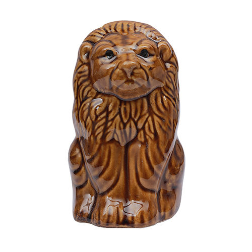 Brown Ceramic Lion Money Bank