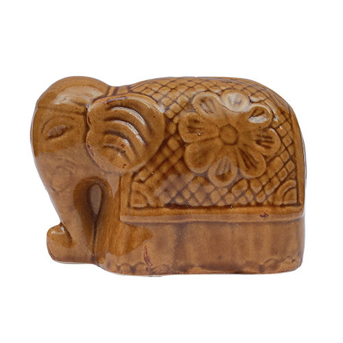 Brown Ceramic Elephant Money Bank