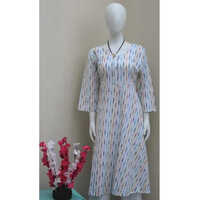 White Printed Cotton Kurti
