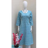 Blue Printed Cotton Kurti