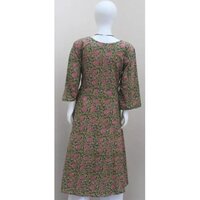 3-4th Sleeve Printed Umbrella Cotton Kurti