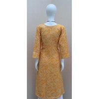 Yellow Printed Cotton Kurti