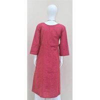 Red Printed Cotton Anarkali Kurti