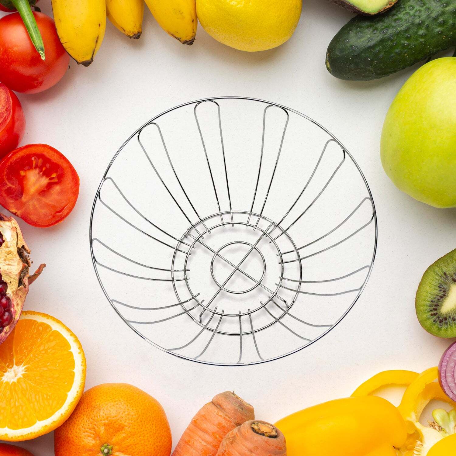 STAINLESS STEEL FOLDING FRUIT AND VEGETABLE BASKET FOR KITCHEN/DINING TABLE/HOME (5152)
