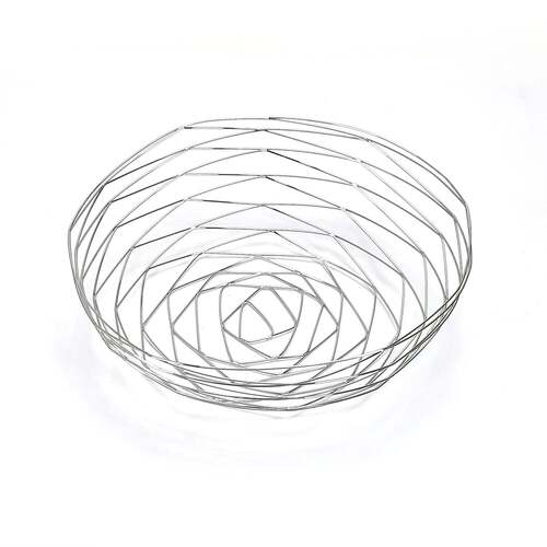 Silver Steel Fruit Basket Bowl And Multiuse Bowl For Kitchen Use (5182)