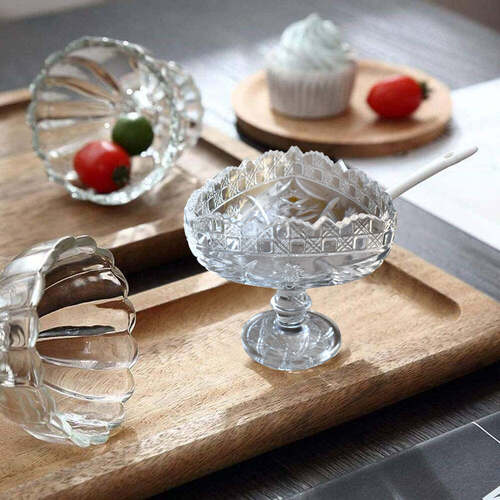 CRYSTAL TOUCH BEAUTIFUL DECORATIVE DESIGNER FRUIT GLASS BOWL (2361)