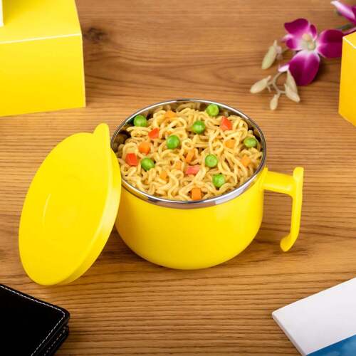 MAGGIE BOWL WITH LID AND HANDLE SOUP BOWLS FOR EASY PERFECT BREAKFAST CEREALS FRUITS RAMEN BEVERAGES ESSENTIALS DISHWASHER SAFE DOUBLE LAYER (2933)