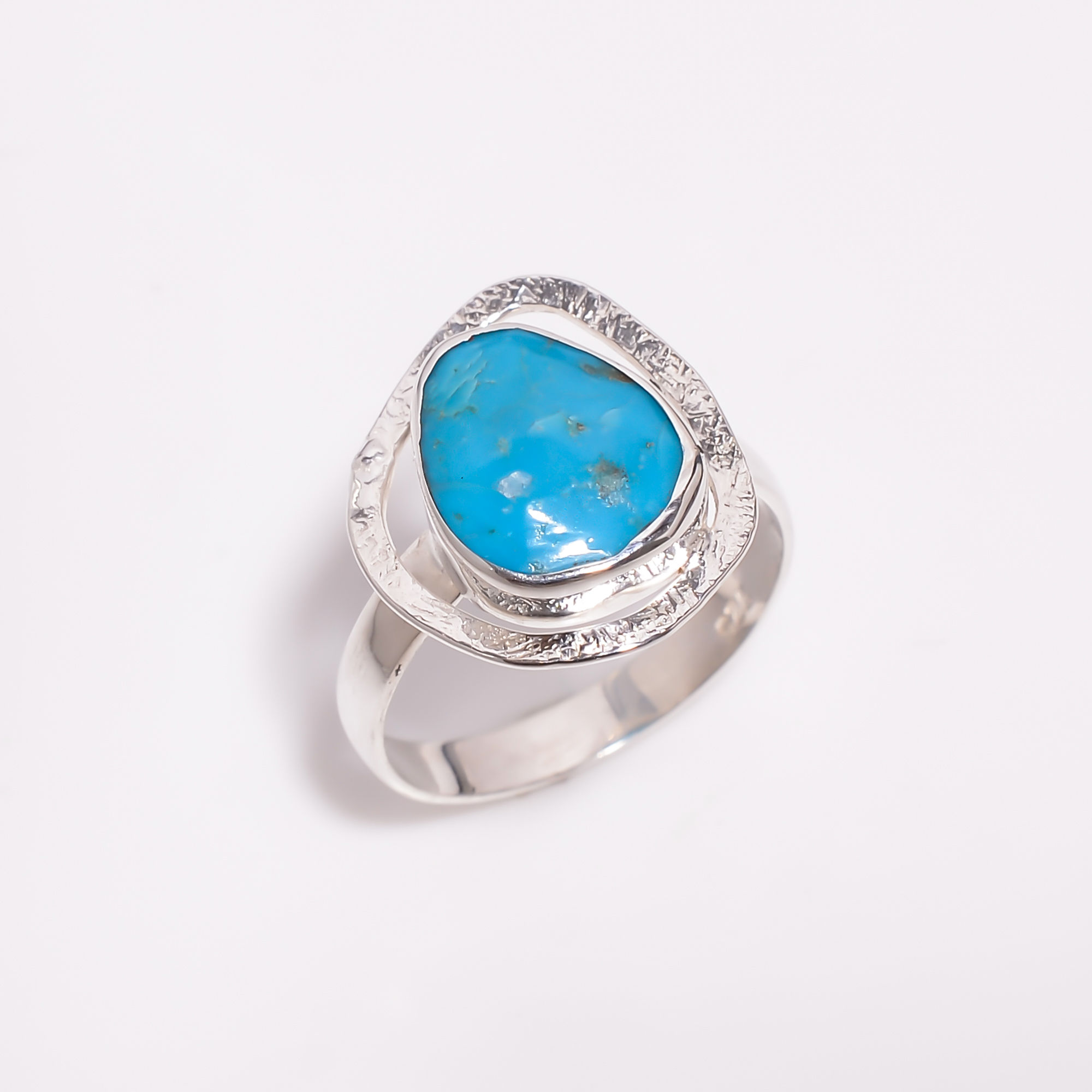 Arizona Turquoise Rose Cut Gemstone 925 Sterling Silver Ring Size US 7 Girls Fashion Ring Supplier