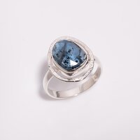 Moss Kyanite Rose Cut Gemstone 925 Sterling Silver Ring Size US 8 Women Fashion Rings Supplier