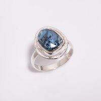 Moss Kyanite Rose Cut Gemstone 925 Sterling Silver Ring Size US 7