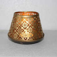 Metal Diya - Traditional Round Design | Golden Metal Finish, Elegant Aesthetic