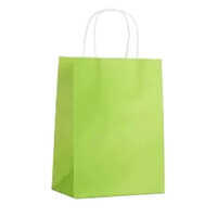 Green Paper Bag - Coated Paper, Customizable Size, Elegant Green Color | Flexiloop Handle, Embossed Surface For Enhanced Grip And Comfort