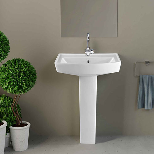 White Ceramic Pedestal Ceremic Rectangular Wash Basin