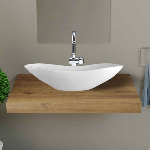 Ceramic White Plain Counter Top Wash Basin