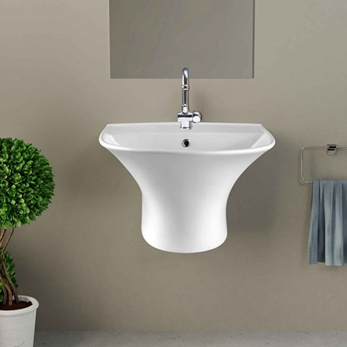 Wall Mounted Half Pedestal White Wash Basin