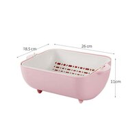 MULTIFUNCTIONAL BPA FREE DOUBLE LAYERED PLASTIC ROTATABLE STRAINER BOWL WITH HANDLES FOR WASHING (2717)