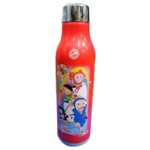 Red-Silver Printed Plastic Water Bottle