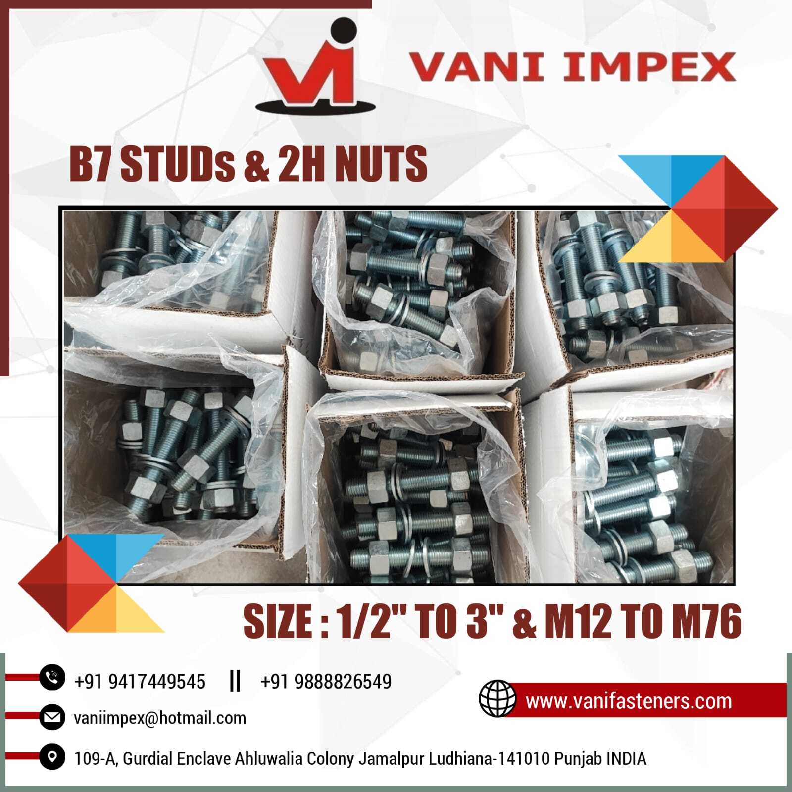 B7 Stud Bolt With Grade 2h Heavy Hex Nuts Assembled