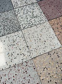 terrazzo application used natural marble chip sand stone glass cullet