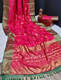 Banarasi Khicha Silk Beautiful Zari Contrast Border Saree