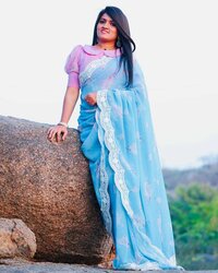 Geogette Sarees with all over Floral Print Saree