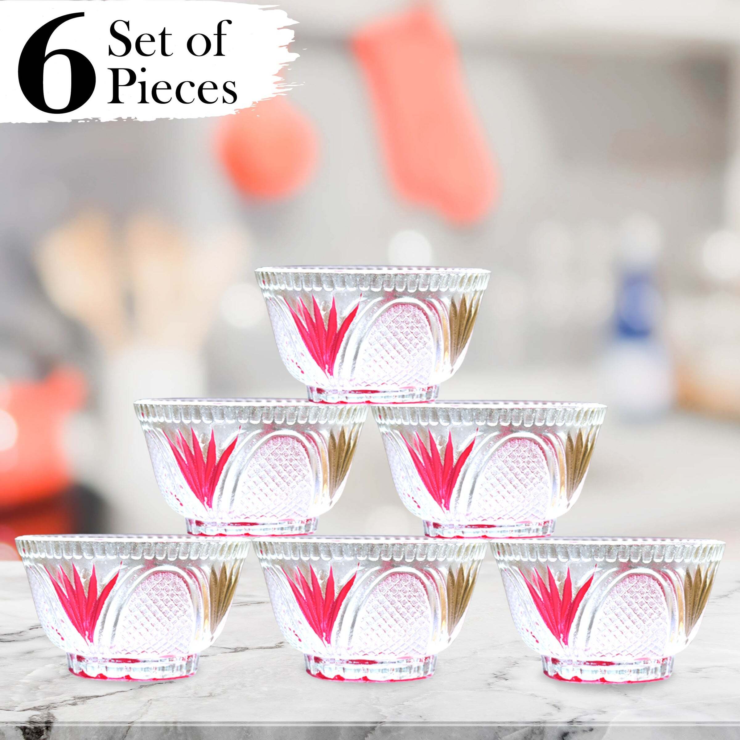 SAFE ROUND MIXING GLASS BOWL FOR KITCHEN STORAGE (SET OF 6 PIECES) (2566)