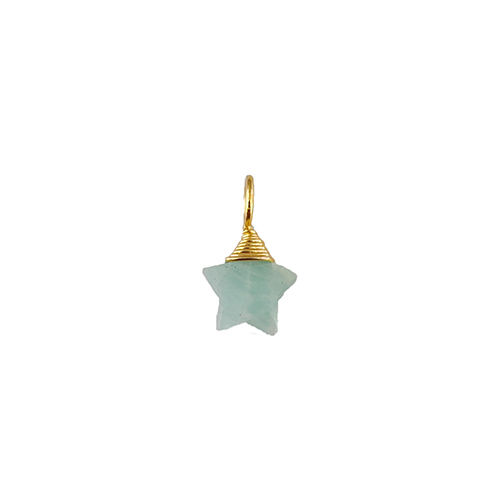 Amazonite Gemstone 10mm Star Wire Wrapped Sterling Silver Gold Vermeil Charm