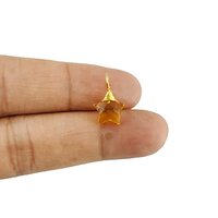 Citrine Gemstone 10mm Star Wire Wrapped Sterling Silver Gold Vermeil Charm