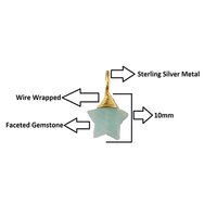 Crystal Quartz Gemstone 10mm Star Wire Wrapped Sterling Silver Gold Vermeil Charm