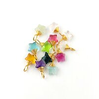 Dyed Emerald Gemstone 10mm Star Wire Wrapped Sterling Silver Gold Vermeil Charm