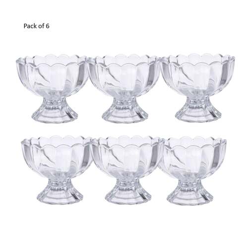 Serving Dessert Bowl Set - 6PCS, 18x16x10 cm Clear Transparent Ice Cream, Salad, and Fruit Bowls for Stylish Entertaining and Dining