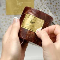 Stamping Foil Labels - High Quality Pvc Material, Square Shape, Golden Color | Adhesive Backing, Customizable Printed Designs, Water Resistant