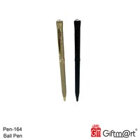 Matallic Gold Pen - Metal Body, Blue Ink Color | Laser Engraving For Text And Simple Images With White Engraved Text Empty Ball Pen