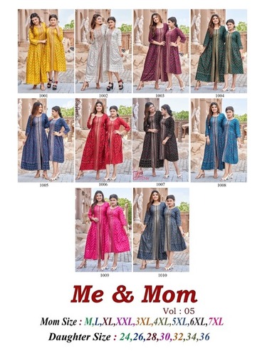 Mother-Daughter combo Center Cut Kurti