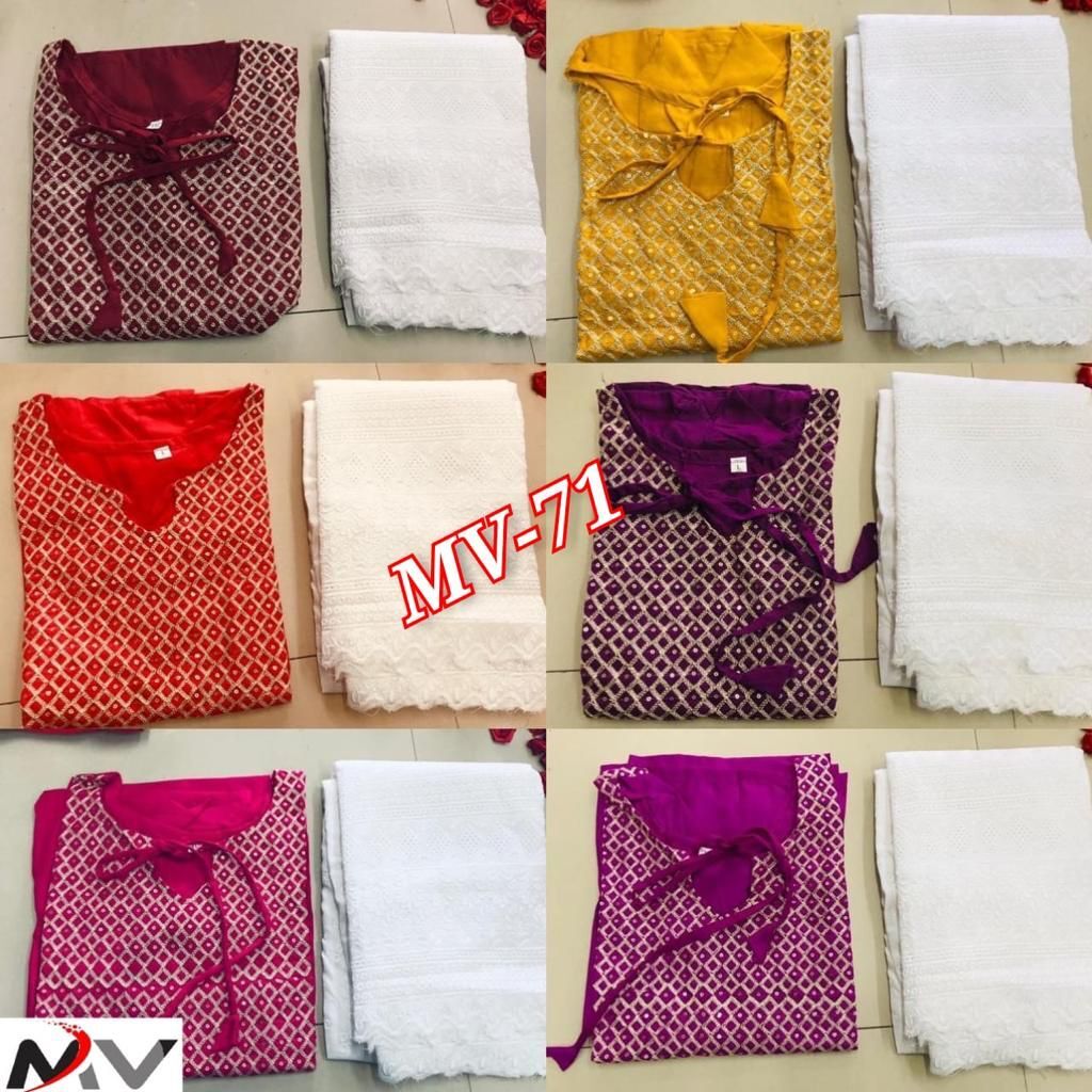 Rayon With Beautiful Embroidery work Kurti