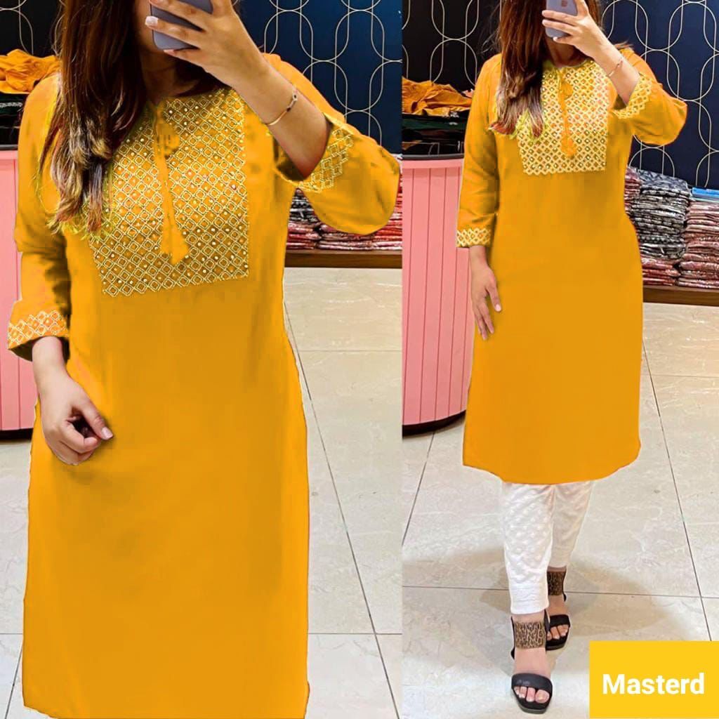 Rayon With Beautiful Embroidery work Kurti