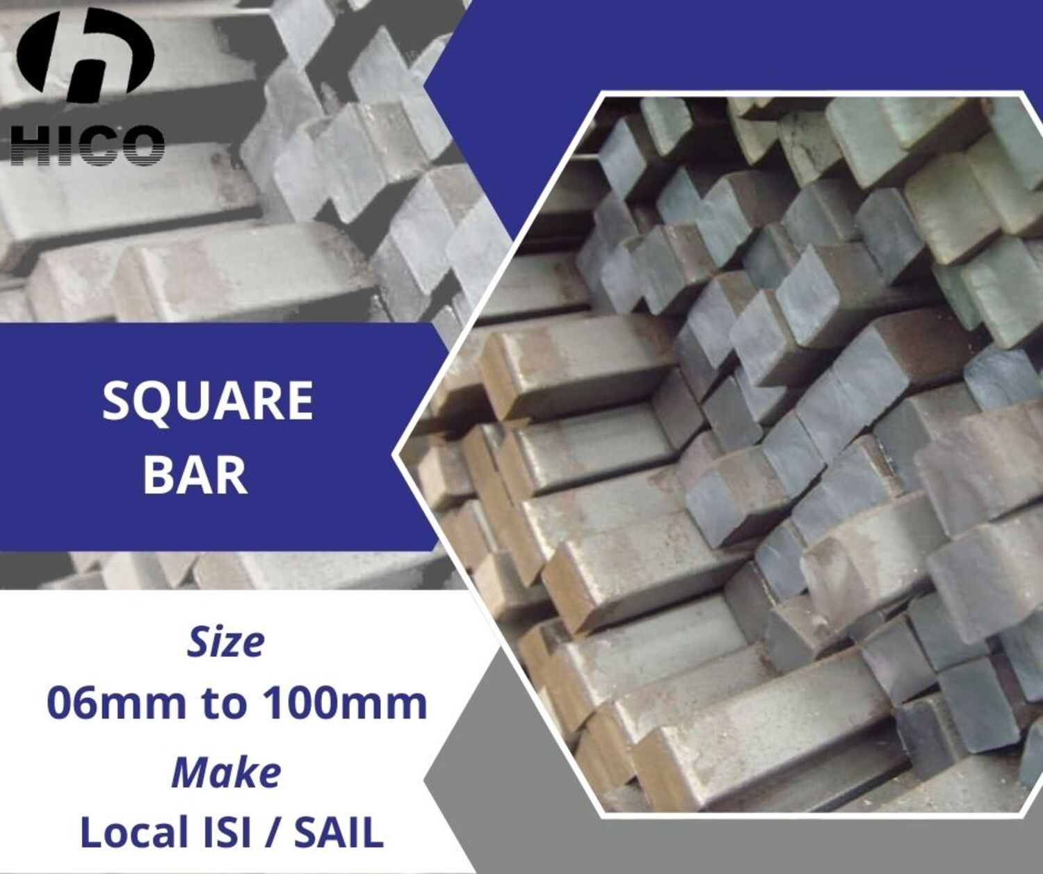 Carbon Steel Square Bar - Industrial Grade, Polished Surface, Grey Color | Versatile Steel Bar For Heavy-duty Applications