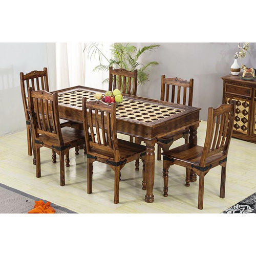 Wooden Dining Table with 6 Chair Set