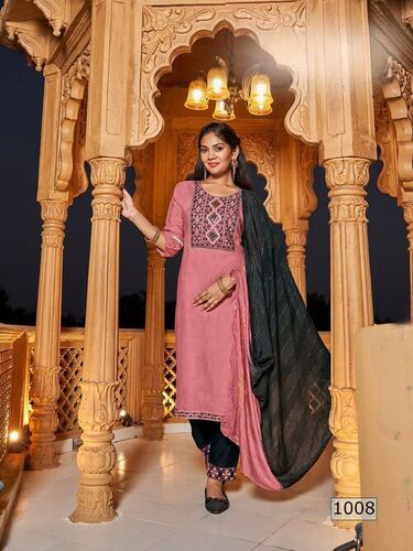 REYON SLUB WITH EMBROIDERY WORK KURTI