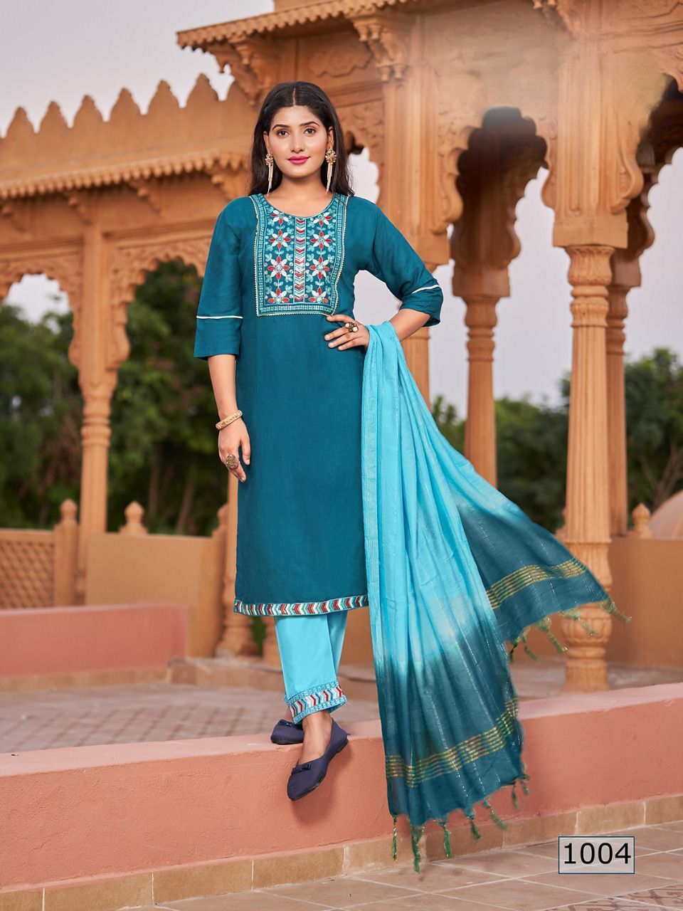 REYON SLUB WITH EMBROIDERY WORK KURTI