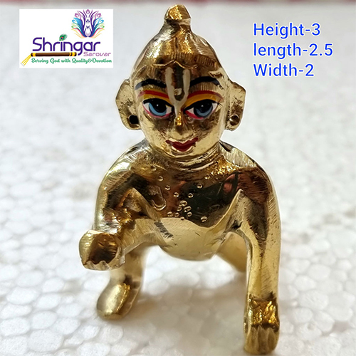 3 Inch Pure Brass Shringar Sarovar Laddu Gopal kanhaji Statue