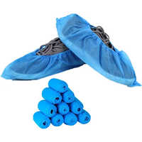 Non Woven Shoe Cover - Pu Material, Blue Color | Waterproof, Disposable, Lightweight, Durable