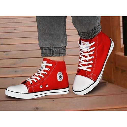 Casual Shoes - Canvas Upper, Lace Closure, Red Color | 2mm EVA Insole, 4mm Cushion Air Mesh Lining, 1 Year Warranty
